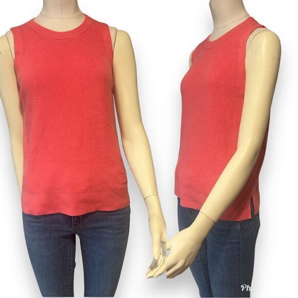 Banana Republic Coral Pink Knit Crewneck Sweater Tank Top - Picture 1 of 10